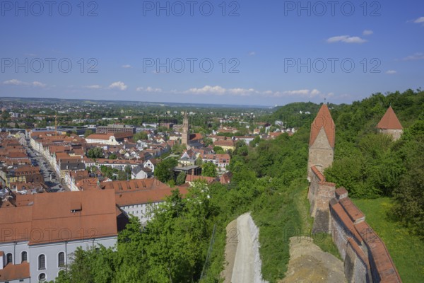 View from Trausnitz Castle to the old town, Landshut, Bavaria, Germany