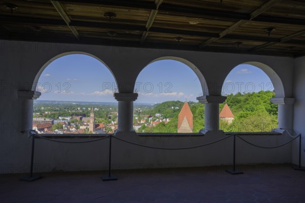 Arcade window of Trausnitz Castle, Landshut, Bavaria, Germany