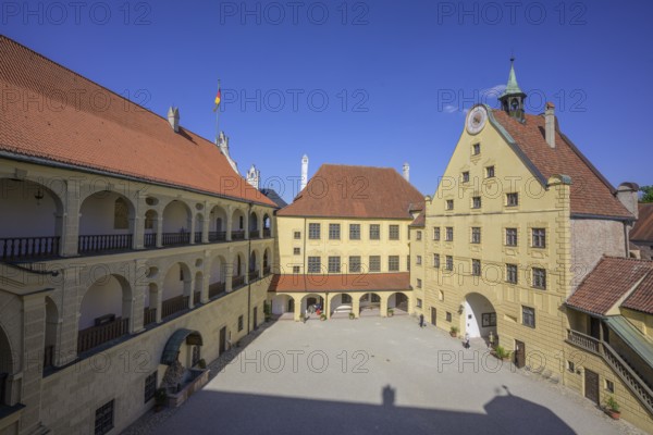 View of the inner courtyard of Trausnitz Castle, Landshut, Bavaria, Germany