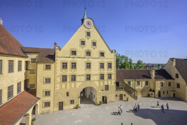 View of the inner courtyard of Trausnitz Castle, Landshut, Bavaria, Germany