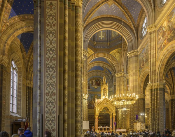 Interior view of the Cathedral of St Petra during a mass, Ðakovo, Osijek-Baranja County, Croatia
