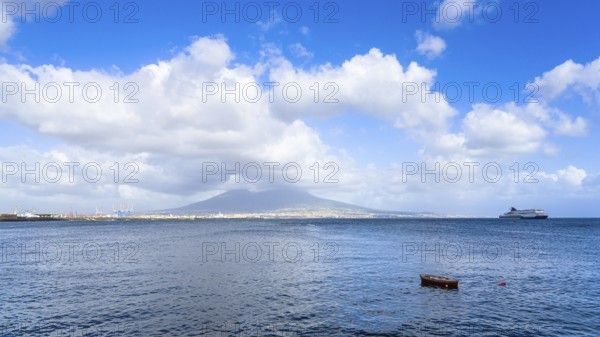 Seaside in Naples with Mount Vesuvius in backround, Campania, Italy