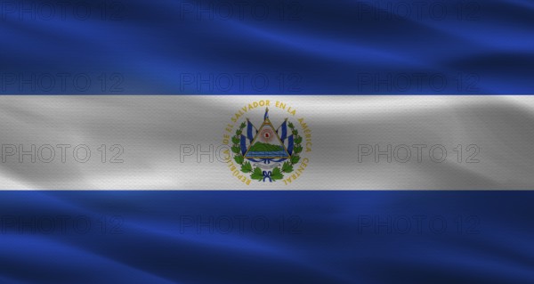 El Salvador flag with fabric texture. Realistic flag of El Salvador waving