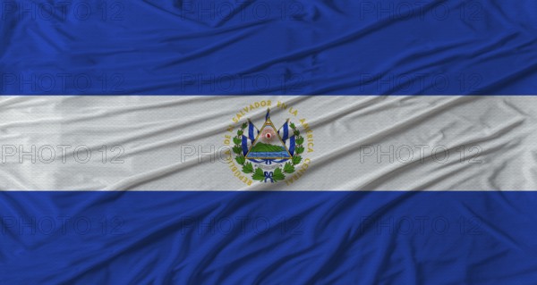 Salvadoran flag waving. Flag of El Salvador with cloth texture