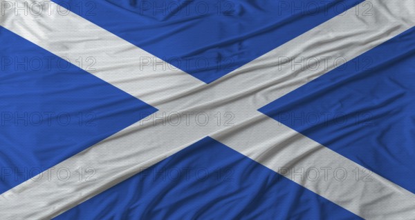 Scottish flag waving. Flag of Scotland with cloth texture