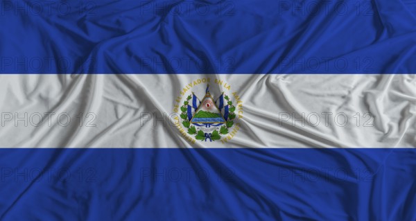 Salvadoran flag with fabric texture background. National flag of El Salvador