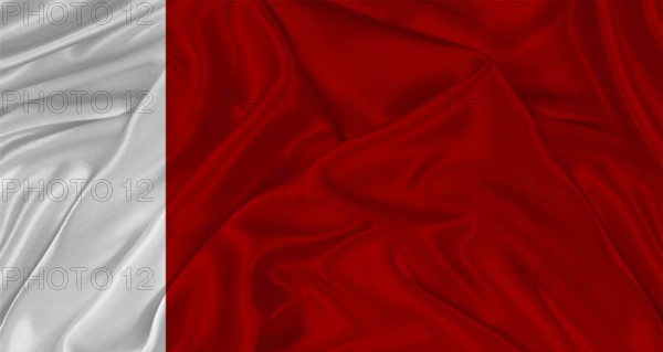 Flag of Emirate of Dubai with cloth texture. Close up of Dubai flag waving