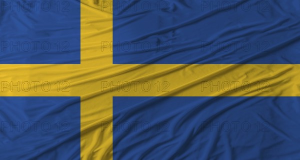Swedish flag waving. Flag of Sweden with cloth texture