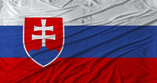 Slovak flag waving. Flag of Slovakia with cloth texture