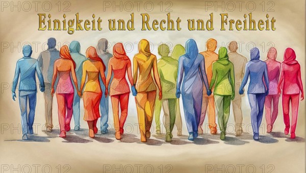 Symbolic image, freedom, individuality, group, humanity, freedom of the press, journalism, journalists, politics, dissenters, fundamental rights and freedoms, Basic Law, constitution, against autocracy, democracy, form of government, freedom of opinion, future, security, dictatorship, oppression, arbitrariness, open life, Germany, Europe, USA, world