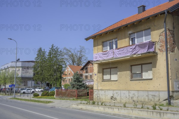 Residential house with bullet holes, Lipik, Požega-Slavonia County, Croatia