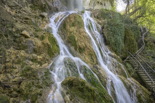 Skakavac waterfall with climbing facility in Papuk National Park, Jankovac, Slatinski Drenovac, Virovitica-Podravin County, Croatia