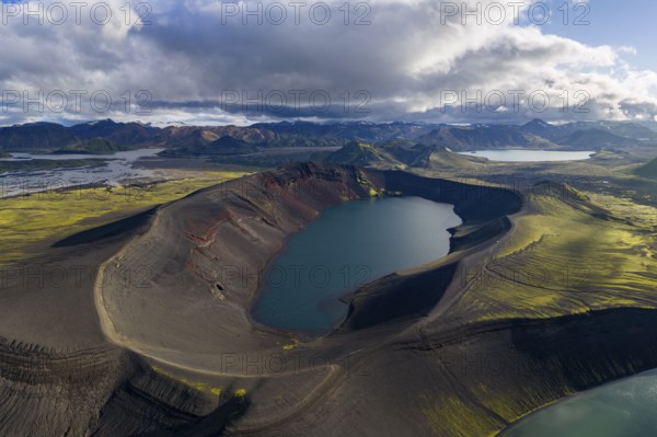 Crater lake Ljótipollur, Landmannalaugar, Icelandic Highlands, Iceland