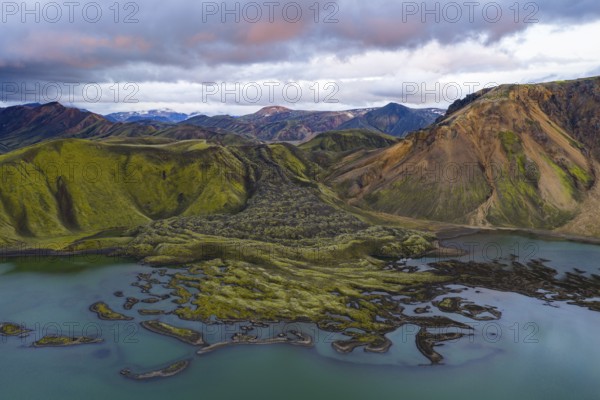 Moss-covered lava field, Landmannalaugar, Fjallabak Nature Reserve, Icelandic Highlands, Iceland