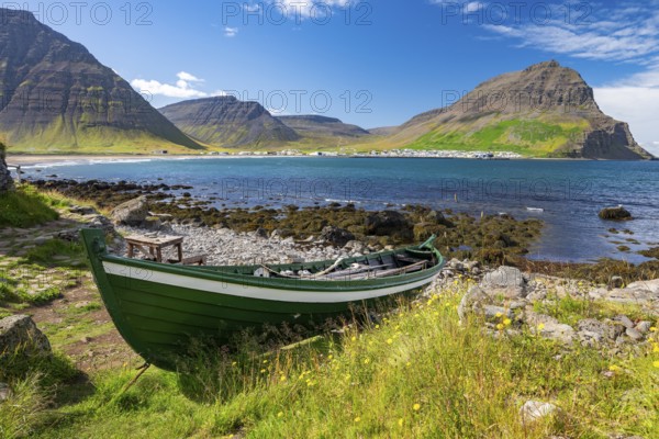 Old fishing boat, Ósvör Fishing Museum, Bolungarvik, Westfjords, West Iceland, Iceland