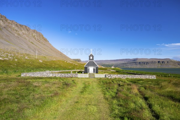 Saurbæjarkirkja Church, Raudisandur Beach, Westfjords, West Iceland, Iceland