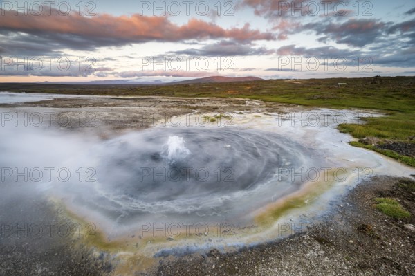 Steaming spring at the Hveravellir geothermal area, Icelandic Highlands, Iceland