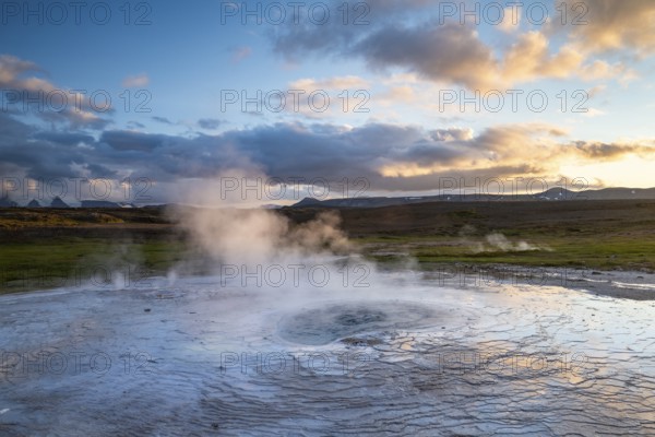 Steaming spring at the Hveravellir geothermal area, Icelandic Highlands, Iceland