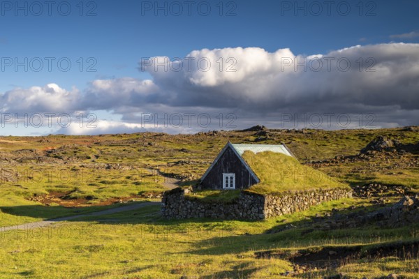 Traditional house at the Hveravellir geothermal area, Icelandic Highlands, Iceland