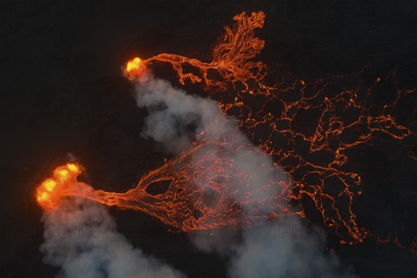 Volcanic eruption, lava details, Sundhnúkur crater chain, near Grindavik, Reykjanes Peninsula, Southwest Iceland, Iceland