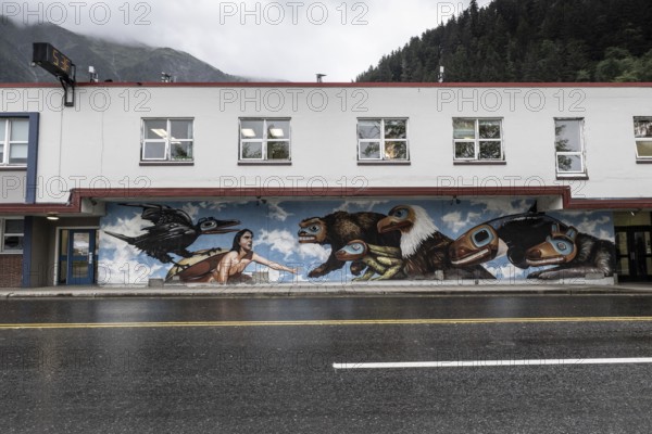 Painting on a house wall in Juneau, Alaska, USA