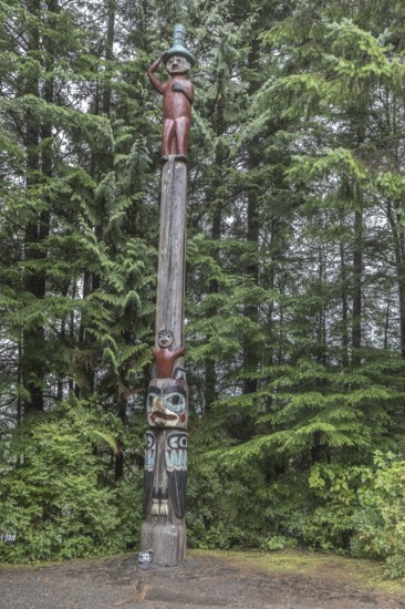 Totem poles, Totem Bight State Historical Park, Ketchikan, Alaska, USA