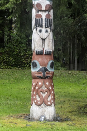 Totem poles, Totem Bight State Historical Park, Ketchikan, Alaska, USA