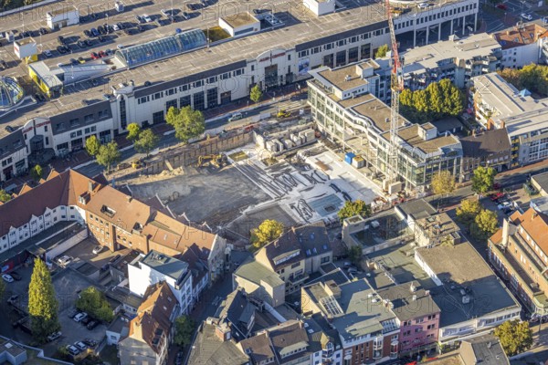 Aerial view, construction site with demolition of the western half of the Ritterpassage, centre, Hamm, Ruhr area, North Rhine-Westphalia, Germany, construction work, construction area, construction site, construction project, construction site, DE, Europe, aerial view, aerial photography, aerial photography, renovation, refurbishment, overview, bird's-eye view, overview