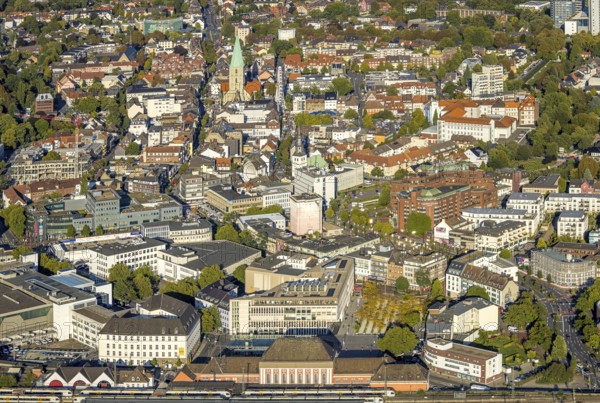 Aerial view, city centre view with St. Paul's Church, city festival with Ferris wheel, centre, Hamm, Ruhr area, North Rhine-Westphalia, Germany, place of worship, DE, Europe, religious community, place of worship, holy place, church, parish, denomination, aerial view, aerial photography, aerial photography, religion, religious site, overview, bird's eye view, birds-eyes view, overview