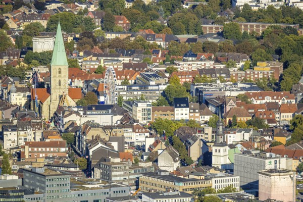 Aerial view, St Paul's Church and city festival with Ferris wheel, centre, Hamm, Ruhr area, North Rhine-Westphalia, Germany, place of worship, DE, Europe, festival, religious community, place of worship, holy place, church, parish, denomination, aerial view, aerial photography, aerial photography, religion, religious site, overview, bird's-eye view, bird's-eye view, overview