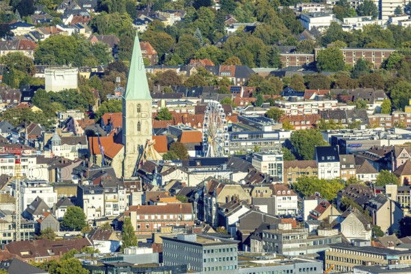 Aerial view, St Paul's Church and city festival with Ferris wheel, centre, Hamm, Ruhr area, North Rhine-Westphalia, Germany, place of worship, DE, Europe, festival, religious community, place of worship, holy place, church, parish, denomination, aerial view, aerial photography, aerial photography, religion, religious site, overview, bird's-eye view, bird's-eye view, overview