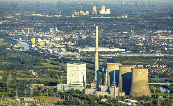 Aerial view, RWE Generation SE power plant Gersteinwerk, view over Hamm to RWE power plant Westfalen, Bockum-Hövel, Hamm, Ruhr area, North Rhine-Westphalia, Germany, DE, E-Werk, Europe, power plant, aerial view, aerial photography, aerial photography, chimney, tower, overview, bird's-eye view, overview