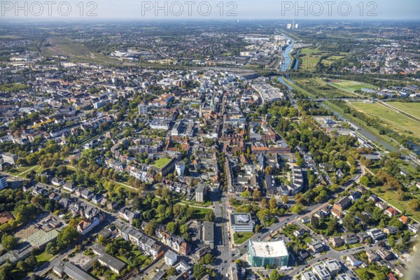 Aerial view, city centre view with St. Paul's Church and Allee-Center, Datteln-Hamm-Canal, centre, Hamm, Ruhr area, North Rhine-Westphalia, Germany, old town, place of worship, city, DE, Europe, religious community, place of worship, holy place, city centre view, church, parish, denomination, aerial view, aerial photography, aerial photography, aerial view, location view, religion, religious place, city, townscape, city centre, overview, bird's-eye view, bird's-eye view, overview