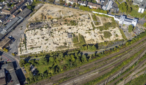 Aerial view, construction area WDI Westfälische Drahtindustrie between Wilhelmstraße and Banningstraße, centre, Hamm, Ruhr area, North Rhine-Westphalia, Germany, construction work, construction area, construction site, building plots, construction project, construction site, DE, Europe, commercial enterprise, commercial area, commercial property, commercial site, commercial use, industrial area, industrial site, aerial photograph, aerial photography, aerial photography, new building, overview, bird's eye view, birds-eyes view, overview