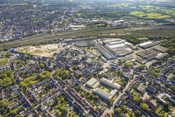 Aerial view, construction area WDI Westfälische Drahtindustrie between Wilhelmstraße and Banningstraße, centre, Hamm, Ruhr area, North Rhine-Westphalia, Germany, construction work, construction area, construction site, building plots, construction project, construction site, DE, Europe, commercial enterprise, commercial area, commercial property, commercial site, commercial use, industrial area, industrial site, aerial photograph, aerial photography, aerial photography, new building, overview, bird's eye view, birds-eyes view, overview