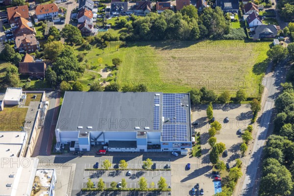 Aerial photo, beta Finanz Eissportarena Hamm, Uentrop, Hamm, Ruhr area, North Rhine-Westphalia, Germany, DE, ice rink, Europe, events, culture, art, aerial photography, aerial photography, aerial photography, sports, theatre, overview, events, venue, event location, event centre, bird's eye view, birds-eyes view, cultural use, overview