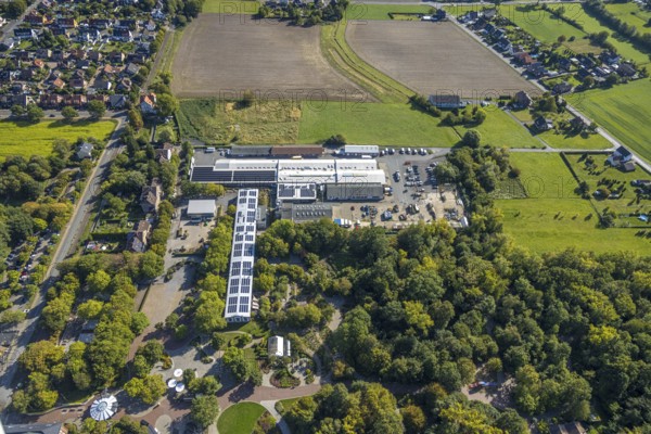 Aerial view, MaximilianPark, Maxigastro Hamm GmbH and workshop hall, Uentrop, Hamm, Ruhr area, North Rhine-Westphalia, Germany, DE, Europe, aerial view, aerial photography, aerial photography, overview, bird's-eye view, overview