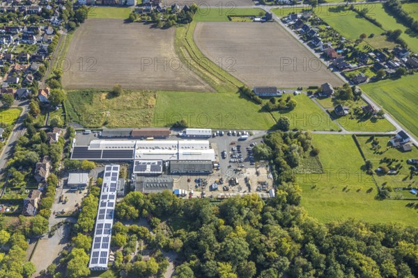 Aerial view, MaximilianPark, Maxigastro Hamm GmbH and workshop hall, Uentrop, Hamm, Ruhr area, North Rhine-Westphalia, Germany, DE, Europe, aerial view, aerial photography, aerial photography, overview, bird's-eye view, overview