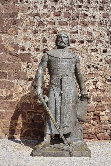 Statue of King Sanchos I at the Castelo dos Mouros castle, Silves, Algarve, Portugal