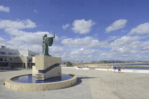 Statue of Sao Goncalo de Lagos on a fountain, Lagos, Algarve, Portugal