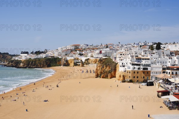 Praia Dos Pescadores beach and town view of Albufeira, Algarve, Portugal