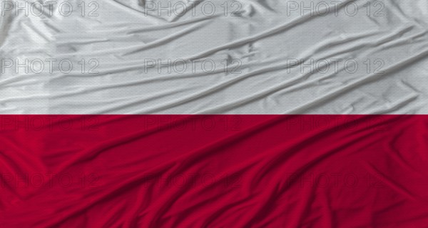 Polish flag waving. Flag of Poland with cloth texture