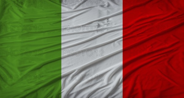 Italian flag waving. Flag of Italy with cloth texture