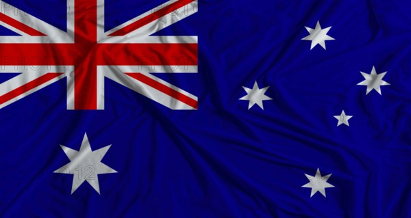 Australian flag with fabric texture background. National flag of Australia