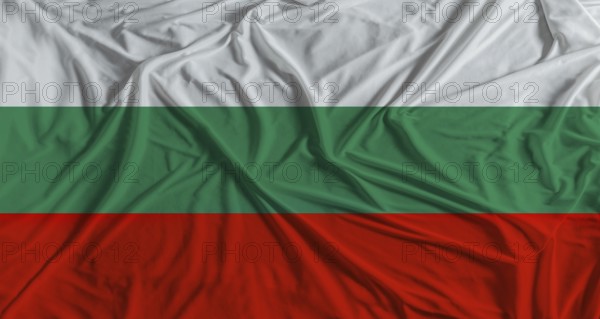 Bulgarian flag with fabric texture background. National flag of Bulgaria