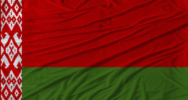 Belarusian flag waving. Flag of Belarus with cloth texture