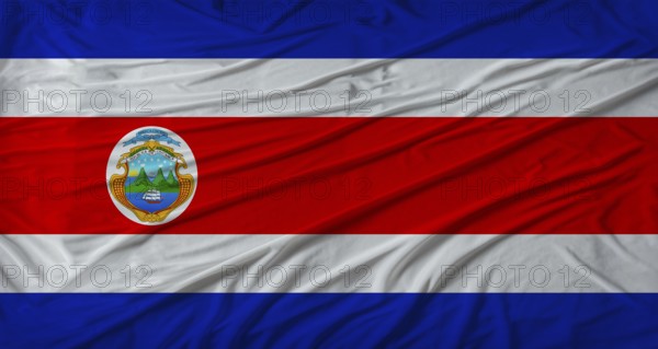 Costa Rican flag waving. Flag of Costa Rica with cloth texture
