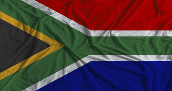 South African flag with fabric texture background. National flag of South Africa