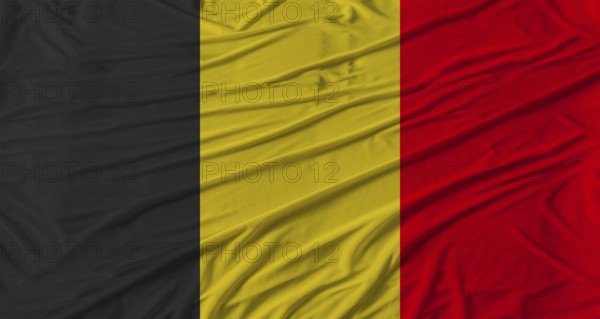 Belgian flag waving. Flag of Belgium with cloth texture