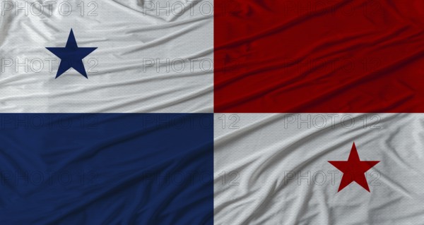 Panamanian flag waving. Flag of Panama with cloth texture